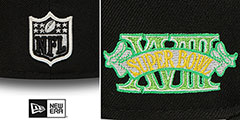 Raiders SUPER BOWL XVIII CITRUS POP Black-Green Fitted Hat by New Era - 4th View