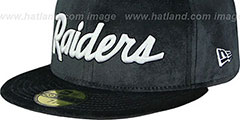 Raiders TEAM-SCRIPT VELOUR Black Fitted Hat by New Era - 4th View