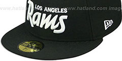 Rams SCRIPT TEAM-BASIC Black-White Fitted Hat by New Era - 4th View