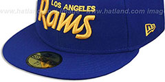 Rams SCRIPT TEAM-BASIC Royal-Gold Fitted Hat by New Era - 4th View