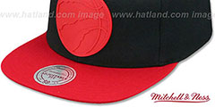 Raptors XL RUBBER WELD SNAPBACK Black-Red Adjustable Hat by Mitchell and Ness - 4th View