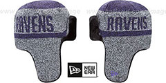 Ravens FROSTWORK TRAPPER Purple Knit Hat by New Era - 4th View