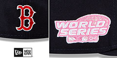 Red Sox LOGO BLOOM SIDE-PATCH Navy-Pink Fitted Hat by New Era - 4th View