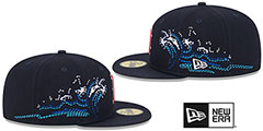 Red Sox TONAL WAVE Navy Fitted Hat by New Era - 4th View