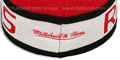 Red Wings THE-BUTTON Knit Beanie Hat by Michell and Ness - 4th View