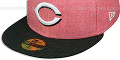 Reds 2T-HEATHER ACTION Red-Charcoal Fitted Hat by New Era - 4th View