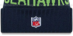 Seahawks 2015 STADIUM Navy-Lime Knit Beanie Hat by New Era - 4th View