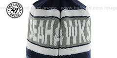 Seahawks CRANBROOK Navy Knit Beanie Hat by Twins 47 Brand - 4th View