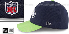 Seahawks STADIUM TRAINING FLEX Navy-Lime Hat by New Era - 4th View