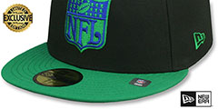 Seahawks THROWBACK NFL SHIELD-BASIC Black-Green Fitted Hat by New Era - 4th View