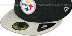 Steelers 2T-HEATHER ACTION Charcoal-Oatmeal Fitted Hat by New Era - 4th View