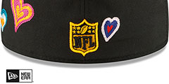 Steelers CHAIN STITCH HEARTS Black Fitted Hat by New Era - 4th View