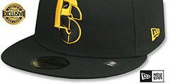 Steelers THROWBACK NFL LIGATURE Black Fitted Hat by New Era - 4th View