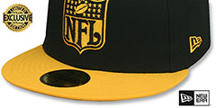 Steelers THROWBACK NFL SHIELD-BASIC Black-Gold Fitted Hat by New Era - 4th View