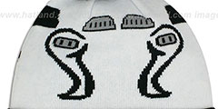 Storm Trooper GALLACTIC BIGGIE White-Black Knit Beanie Hat by New Era - 4th View