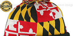 Terps TURTLE MARYLAND-FLAG POM-POM Knit Beanie Hat by New Era - 4th View