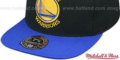 Warriors BASIC-LOGO Black-Royal Fitted Hat by Mitchell and Ness - 4th View