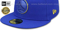 Warriors LEATHER POP Royal Fitted Hat by New Era - 4th View