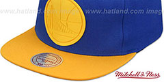 Warriors XL RUBBER WELD SNAPBACK Royal-Gold Adjustable Hat by Mitchell and Ness - 4th View