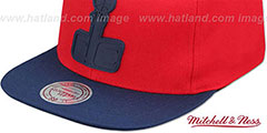 Wizards XL RUBBER WELD SNAPBACK Red-Navy Adjustable Hat by Mitchell and Ness - 4th View