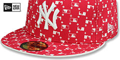 Yankees MLB FLOCKING Red Fitted Hat by New Era - 4th View