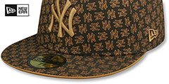 Yankees NY ALL-OVER FLOCKING Brown-Wheat Fitted Hat by New Era - 4th View