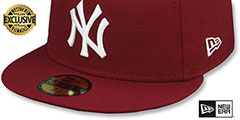 Yankees TEAM-BASIC Burgundy-White Fitted Hat by New Era - 4th View