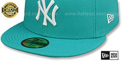 Yankees TEAM-BASIC Teal-White Fitted Hat by New Era - 4th View