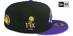 Lakers 17X PALM TREE PINK-BOTTOM Black-Purple Fitted Hat by New Era - 5th View