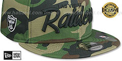 Raiders SCRIPT TEAM-BASIC SNAPBACK Army Camo Hat by New Era - 5th View