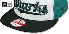 Sharks SCRIPTWHEEL SNAPBACK White-Teal-Black Hat by New Era - 5th View