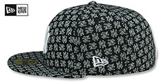 Yankees NY ALL-OVER FLOCKING Black-White Fitted Hat by New Era - 5th View