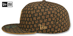 Yankees NY ALL-OVER FLOCKING Brown-Wheat Fitted Hat by New Era - 5th View